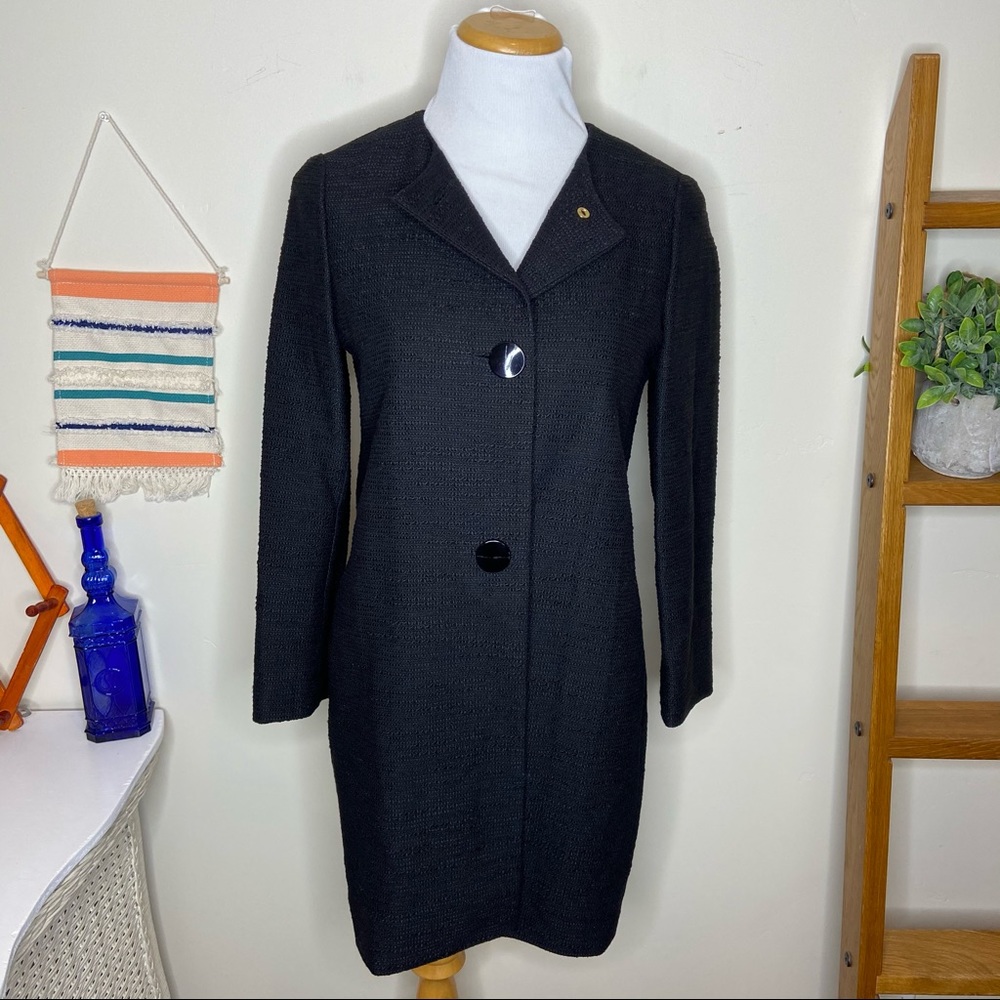 KATE SPADE Tweed Corsage Black Coat